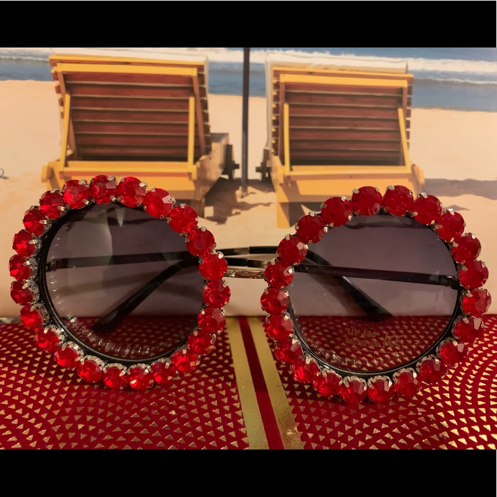 RED RHINESTONE STUDDED SHADES